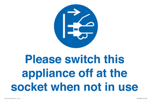 Please switch this appliance off at the socket when not in use